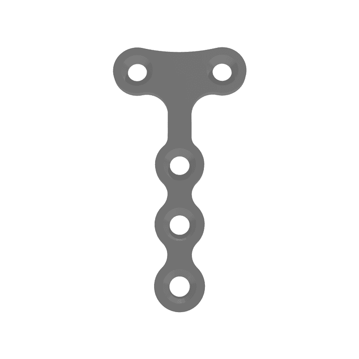Placa en T, cabeza 2 orificios 1.5 mm — referencia T008